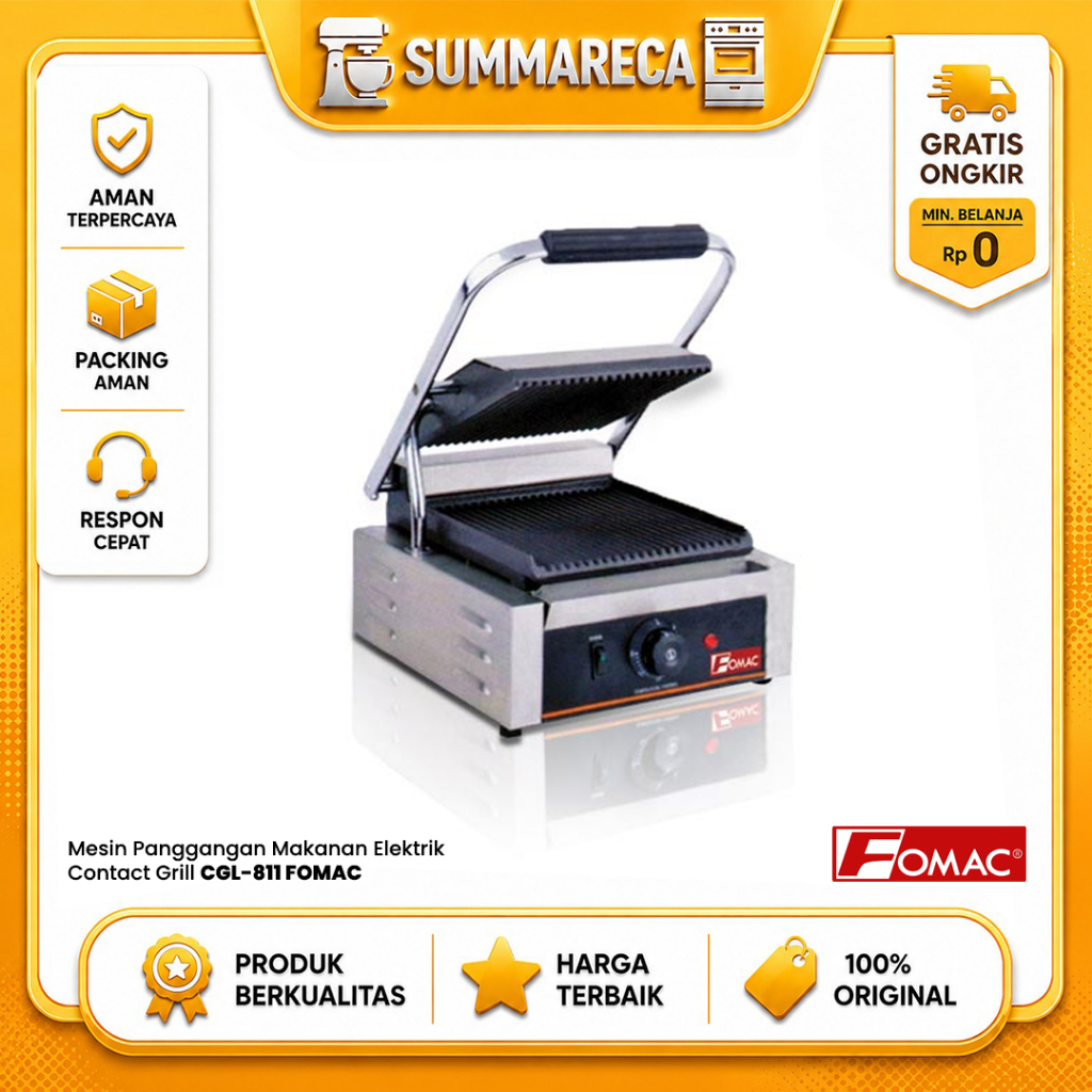 Mesin Panggangan Makanan Elektrik || Contact Grill CGL-811 FOMAC [Cek Stock - Stock Berjalan]