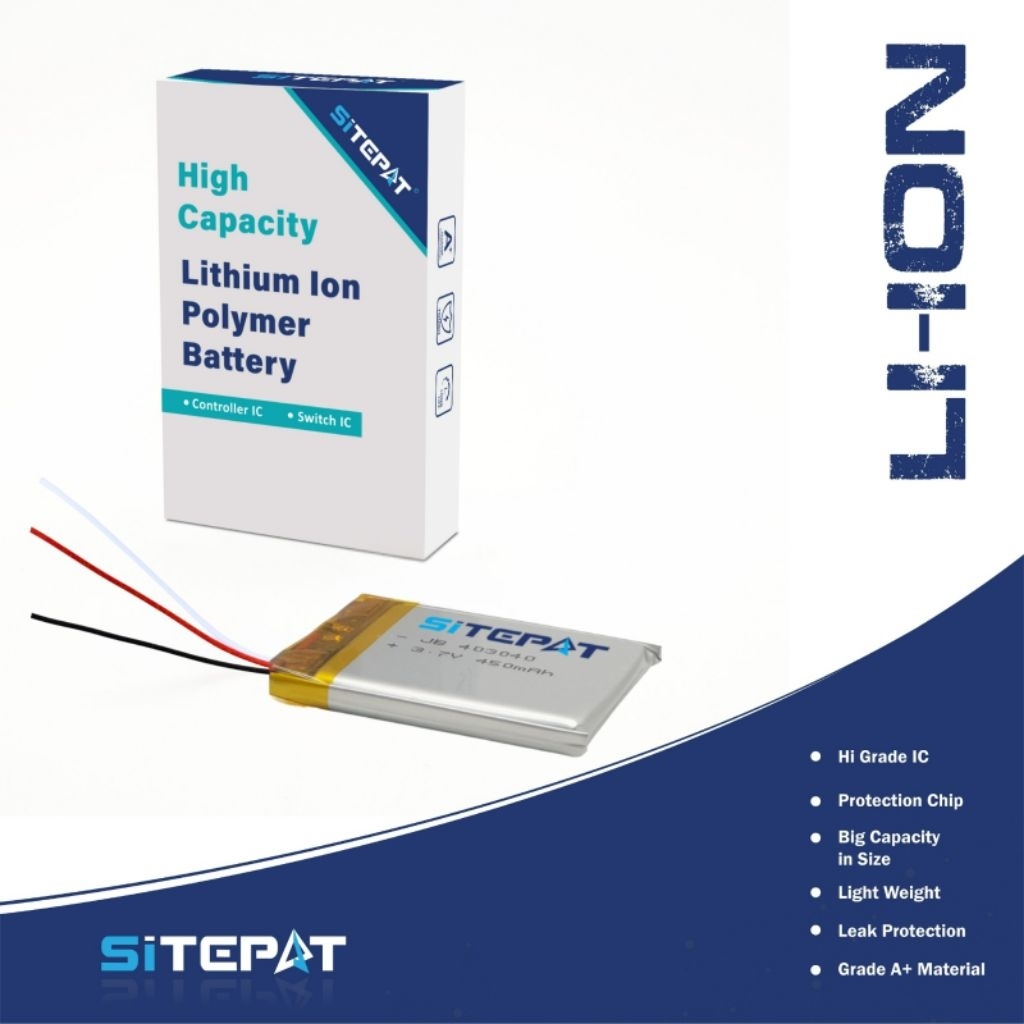 Sitepat Battery Li-ion Lithium Polymer Hi Grade Capacity 3.7v 450 mAh