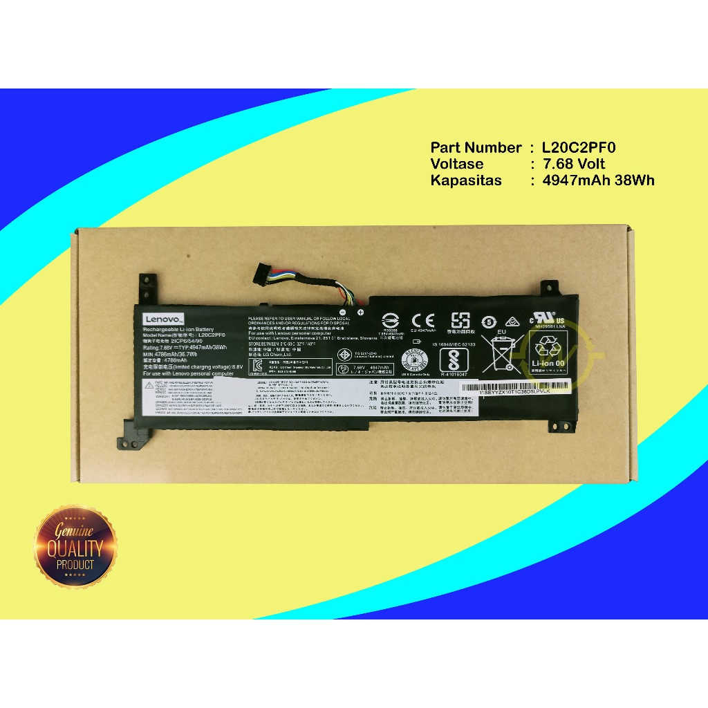 Baterai Lenovo Ideapad 3 14ITL 15ITL 14ITL6 14ALC6 15ITL6 V14 V15 G2 ITL Series L20C2PF0 Original