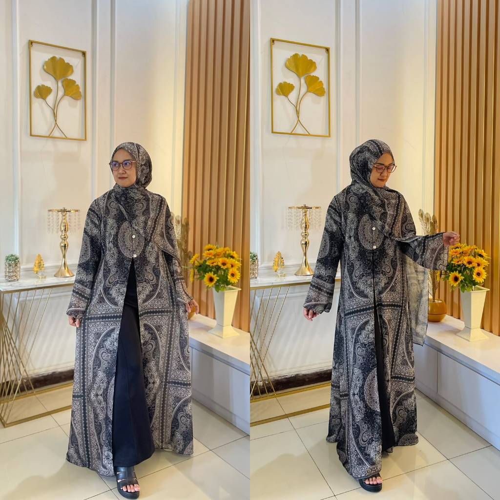 ABAYA KHASMIR CERUTY PREMIUM SET PASMINA KHASMIR ABAYA OUTER SET TERBARU