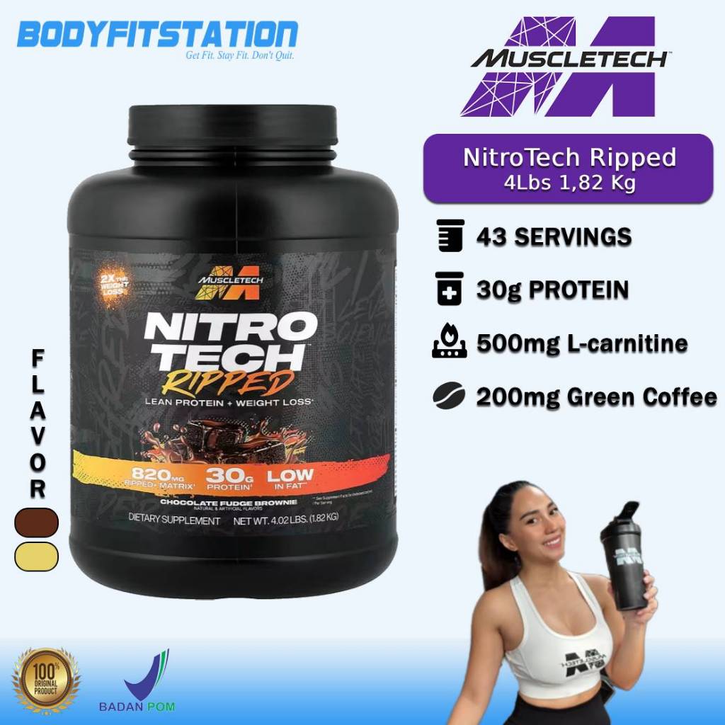 MuscleTech Nitro Tech Ripped 4 Lbs - Susu Whey Fatburner Nitrotech Fatburn muscle Bodyfitstation