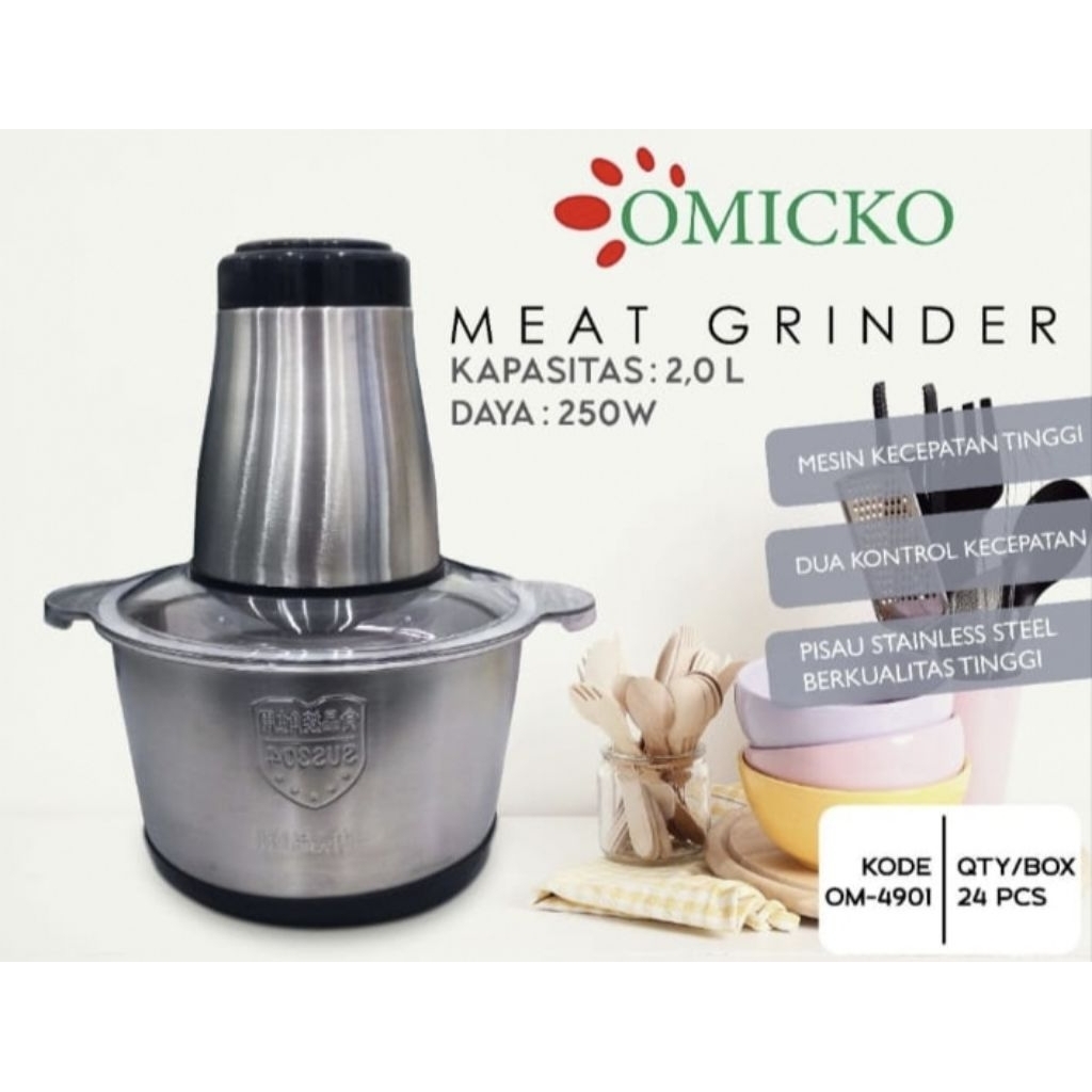 choper blender daging stenlis/gilingan daging omicko 2L