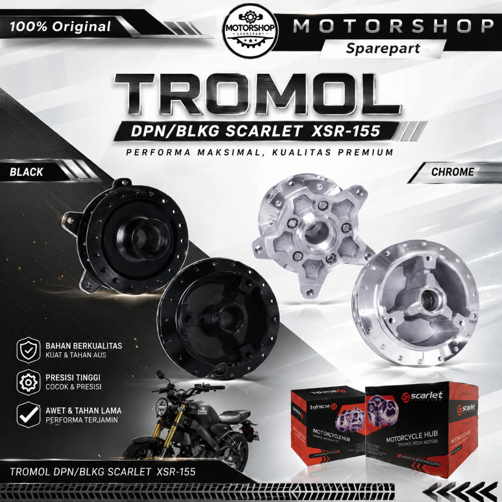 ( Scarlet Racing ) Tromol Trombol Hub Depan Belakang Set XSR 155