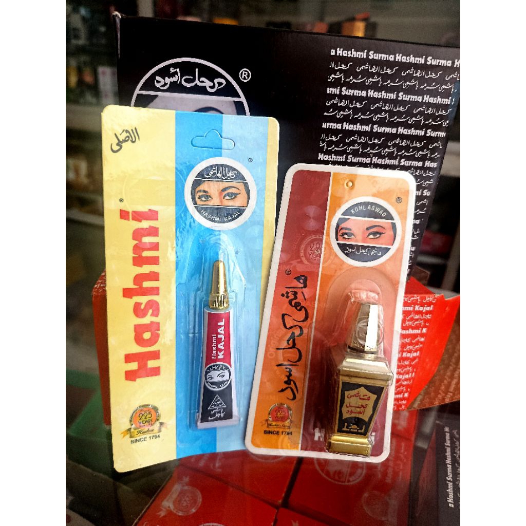 Hashmi Celak Mata Original | Kohl Aswad Surma Arab Hitam | Kajal Herbal Tahan Lama | Celak Mata Hasm