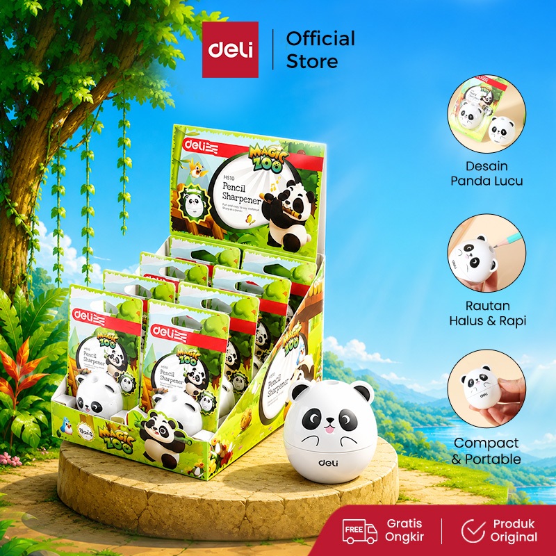 Deli x Magic Zoo Panda Pencil Sharpener / Rautan Pensil Panda EH510
