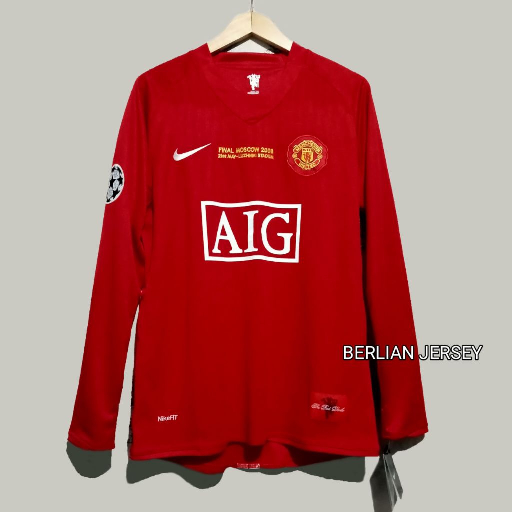 Jersey Manchester United Home 2007/2008 Long Sleeve Nameset Ronaldo Champions League