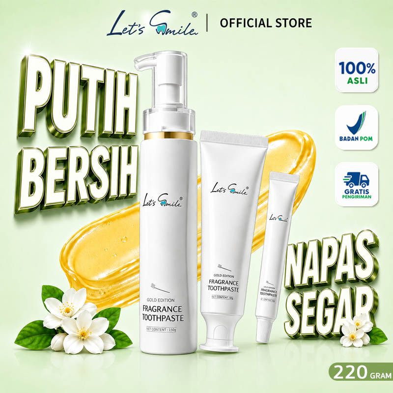 Let’s Smile Pasta Gigi Pemutih 150g BPOM Bantu Putihkan Gigi Segarkan Napas Anti Bau Mulut Aroma Mel