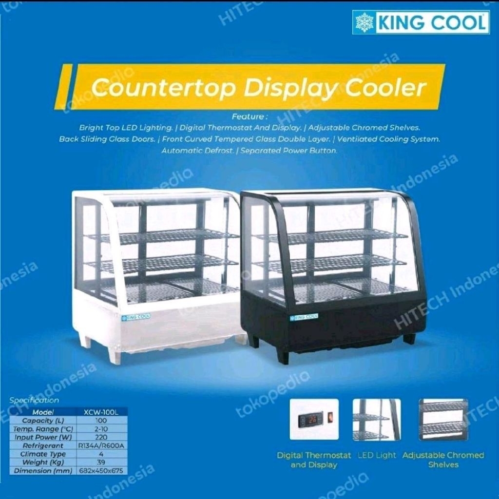 cake showcase king cool xcw-100L king chef etalase pendingin kue tart showcase kue tart