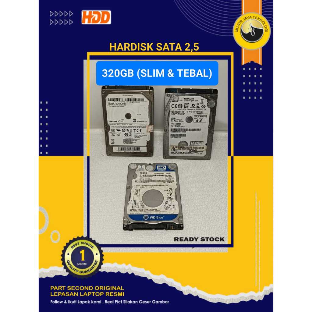 Hardisk SSHD HDD 2,5 SATA 320 GB SLIM & TEBAL Internal Laptop PC PS3 PS4 CCTV Health 100% Original