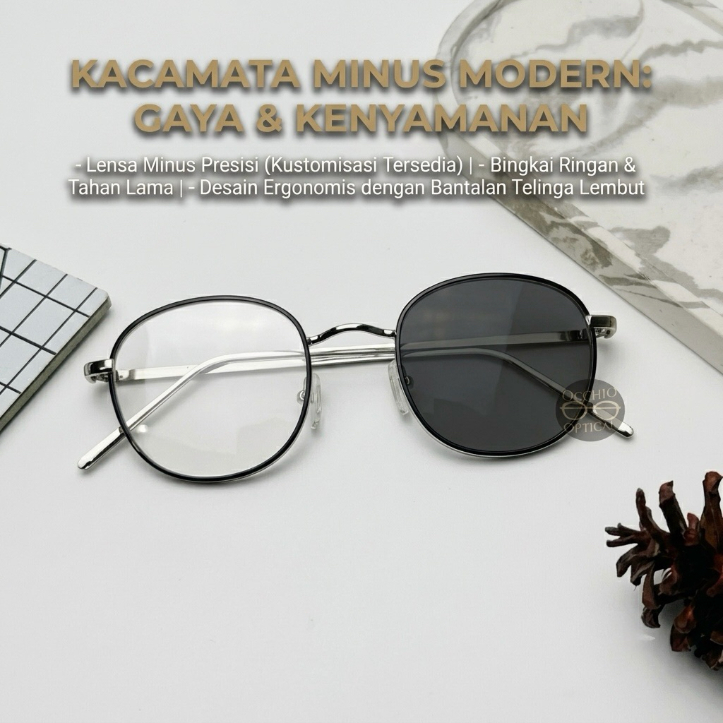 Kacamata Minus Photochromic Pria/Wanita | Frame 2261 Kacamata Anti Radiasi