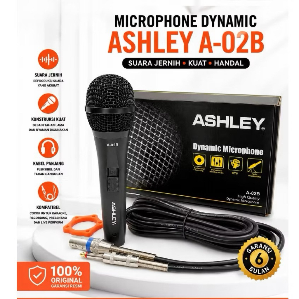Mic Kabel Ashley A-02B Original Produk Ashley
