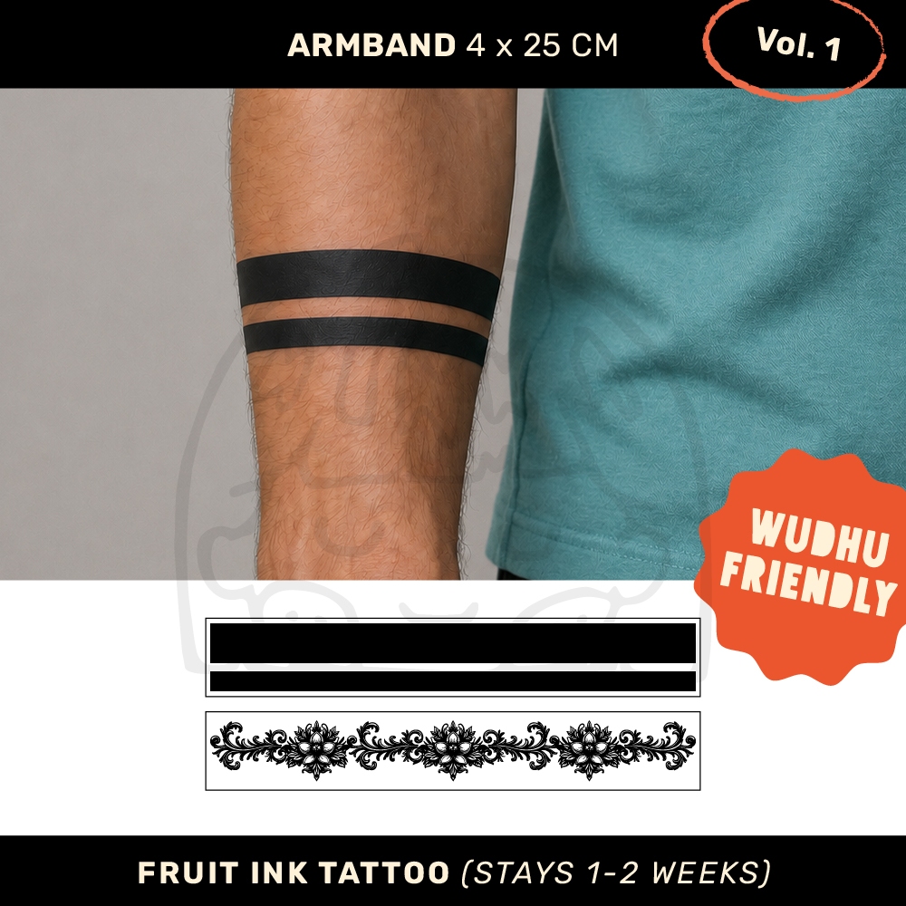 INKTROVERT Premium Temporary Fruit Ink Tattoo - Tato Temporer Halal - 10x22 cm Armband Lengan Bunga 