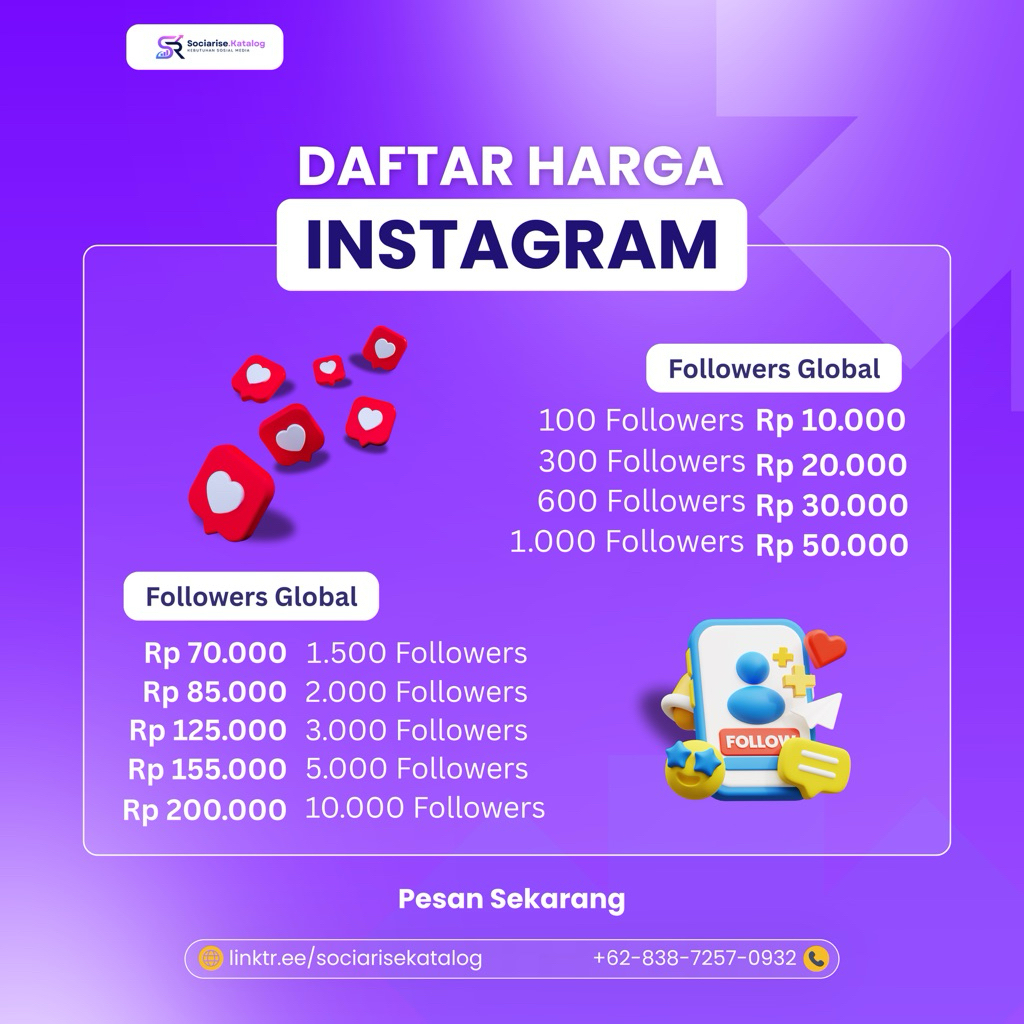 Followers Instagram Aktif (1.500-10.000 Followers) - Server Globa | Bergaransi & Anti drop