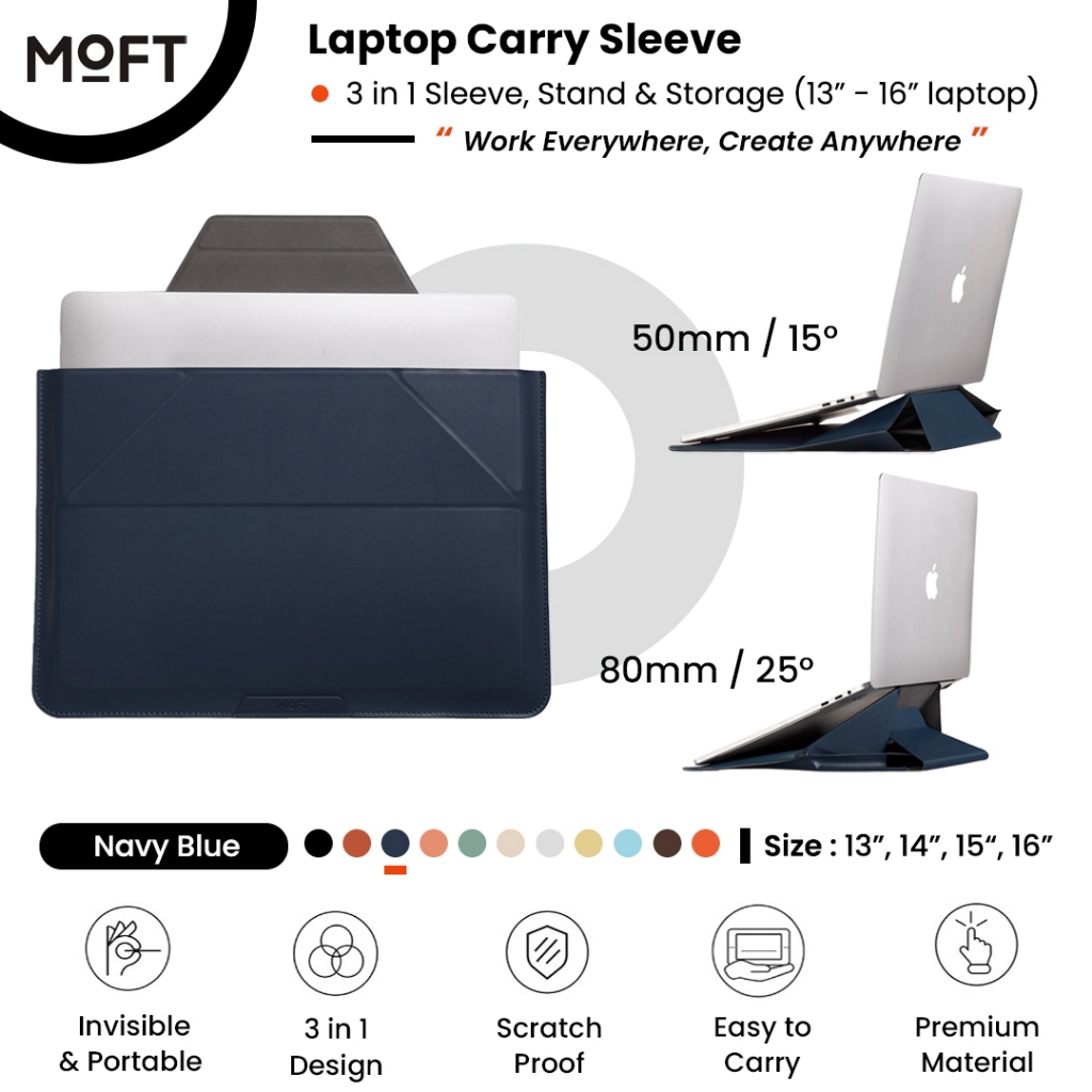 MOFT Laptop Carry Sleeve 3-In-1 for Universal Fit - Compatible For Macbook & Others Laptop Multipurp