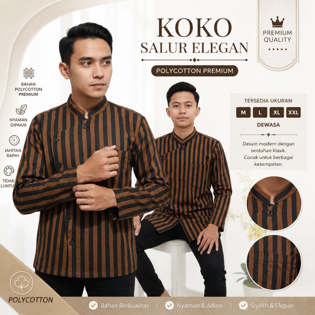 surjan lurik pria dewasa lengan panjang motif modern bahan tenun adem