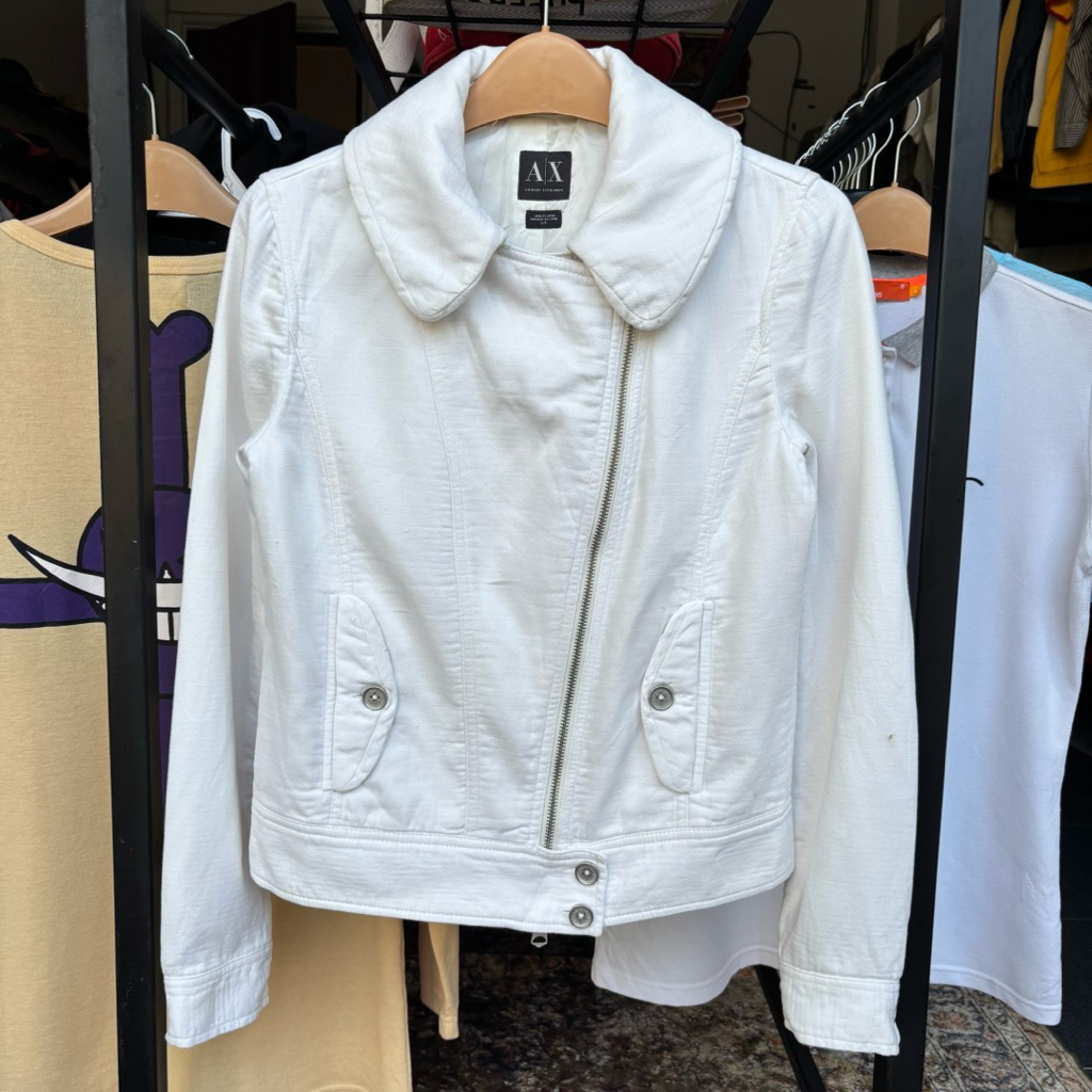 Giorgio Emporio Armani Exchange White Rider Jacket