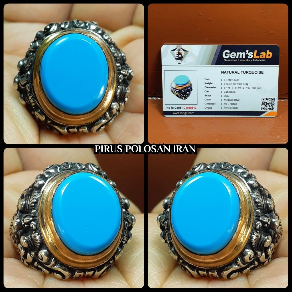 cincin batu akik pirus polosan naissabur asli iran ya