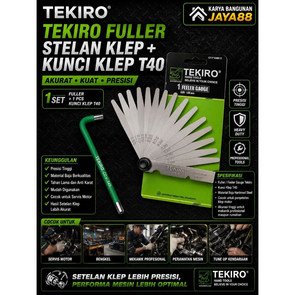 Tekiro FULLER stelan klep + kunci klep TEKIRO T40