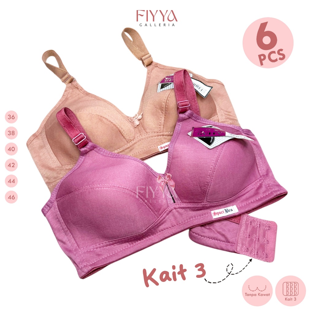 6 PCS BH Sport Bra Jumbo Kait 3 | BH Wanita Besar Jumbo
