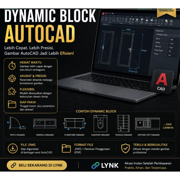 DYNAMIC BLOCK AUTOCAD LENGKAP