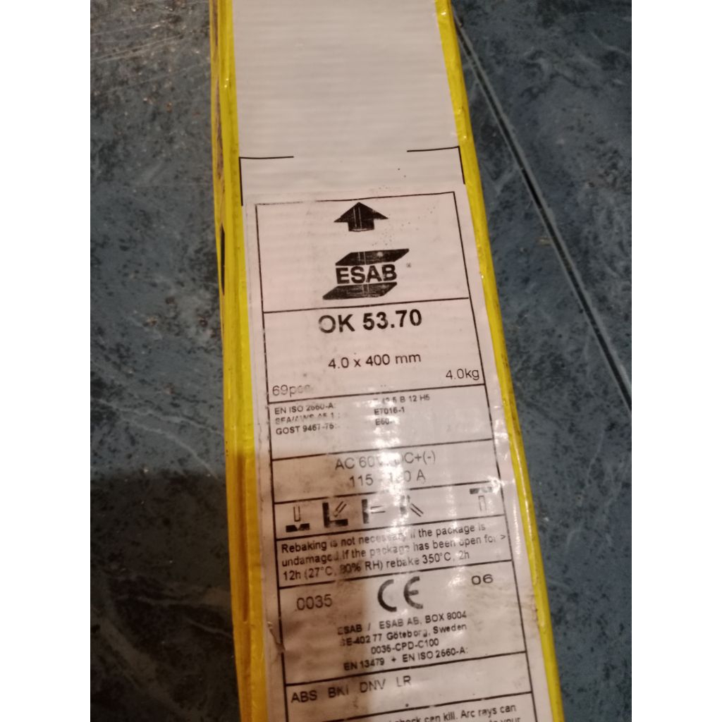 KAWAT LAS ESAB OK-53.70 AWS E7016 Size. 4.0MM HARGA 1KG