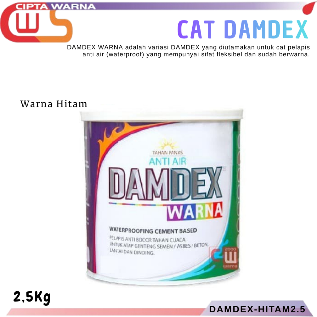 Cat DAMDEX WARNA 2.5kg HITAM GREY WATERPROOFING KOLAM IKAN RENANG DLL - B7 CWS