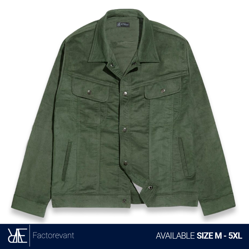 Reevant Trucker Corduroy Polos Jaket Pria Jumbo Big Size Lengan Panjang