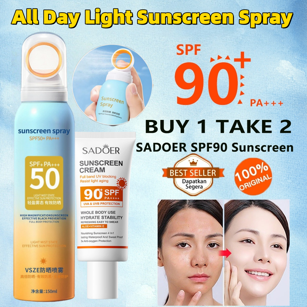 SPF90+ UV Anti-UV sunscreen facial refreshing UV protection outdoor sunscreen Sunblock Wajah Sunbloc