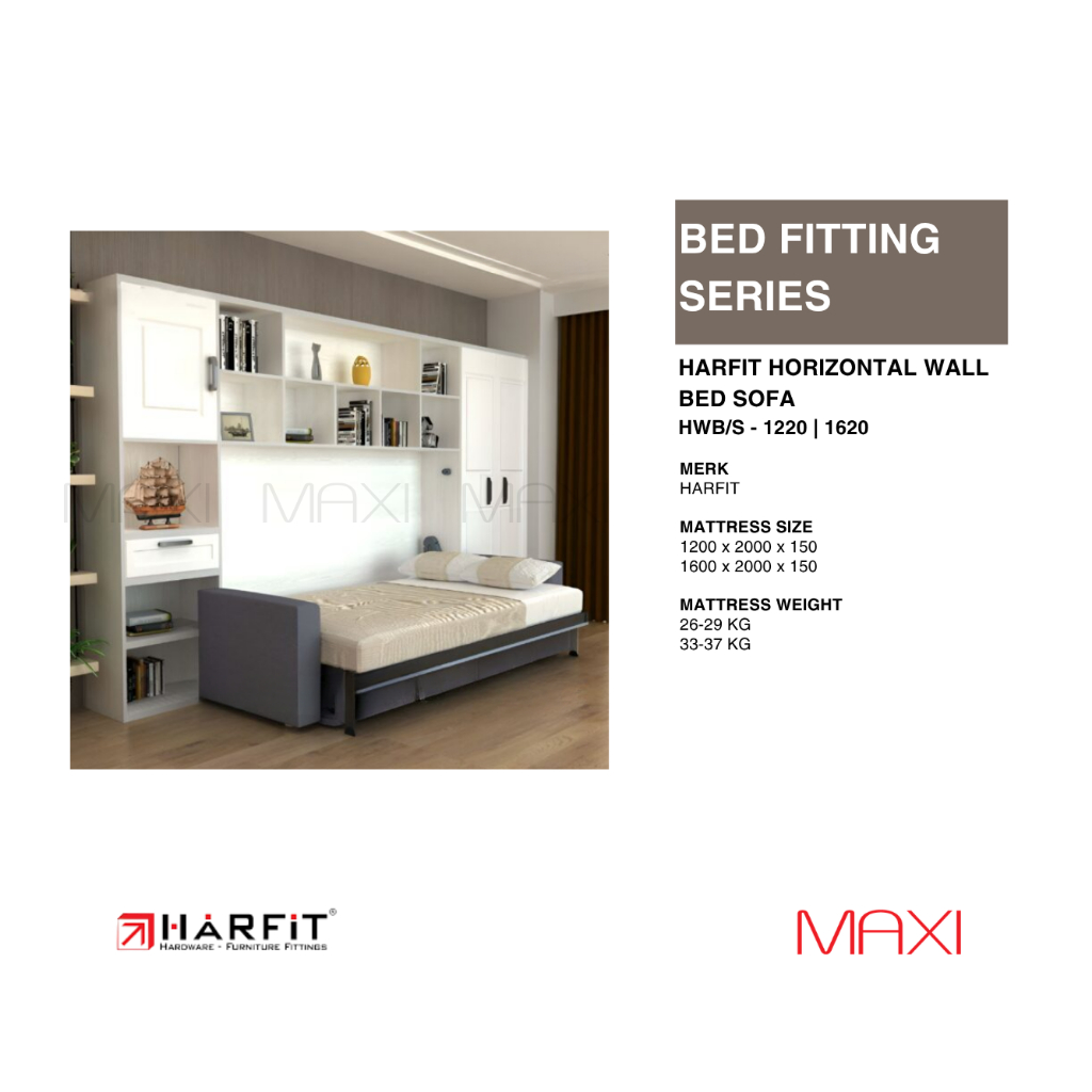 HARFIT - Wall Bed With Sofa - Vertical I Horizontal - 1220 I 1620 -  Bed Fitting Series