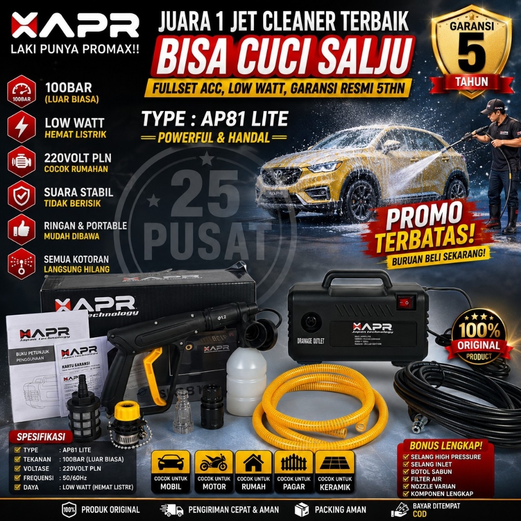 APR JAPAN JET CLEANER MOD DAYTONA 100 BAR 400W AP81LITE POWERTOOLS  PRESSURE WASHER