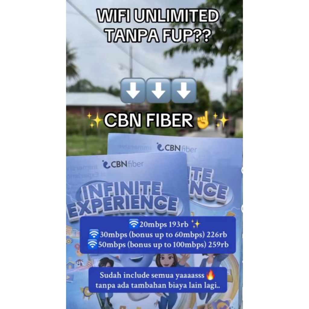 CBN Fiber WiFi Rumah Unlimited 30Mbps 50Mbps | Gratis Pasang Seindonesia | Internet Cepat Stabil Fib