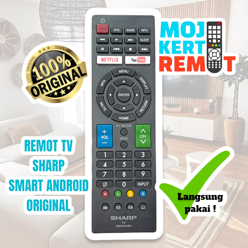 REMOTE TV SHARP SMART ANDROID ORIGINAL 100%