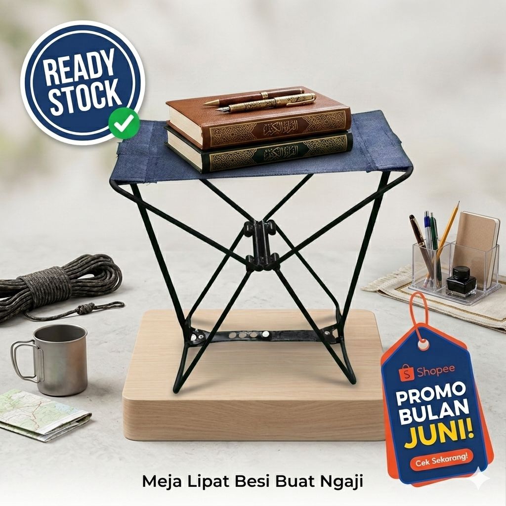 Meja Lipat Rehal Besi Buat Ngaji