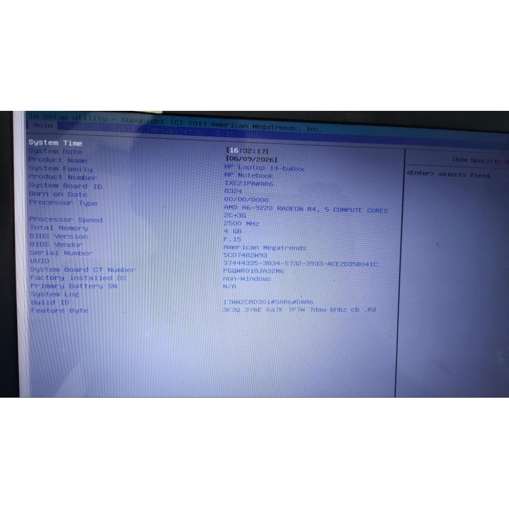 motherboard/board laptop hp 14bw012Au/amd a6-9220 /vga redeon r4