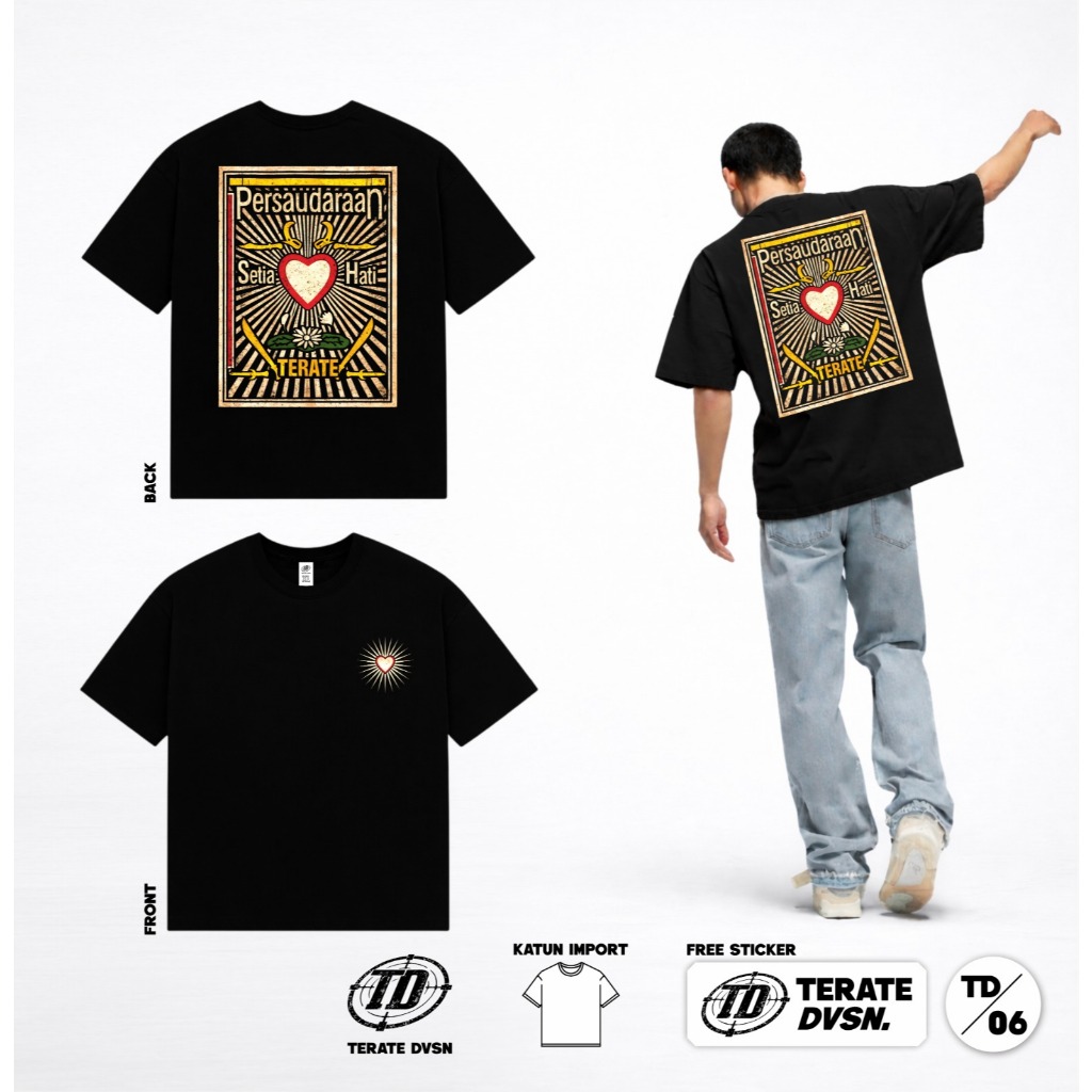 TERATE DVSN Kaos Lawasan Psht 1922 Baju Distro Sh Terate Gambar Tugu Hati Bersiinar Logo Psht Origin