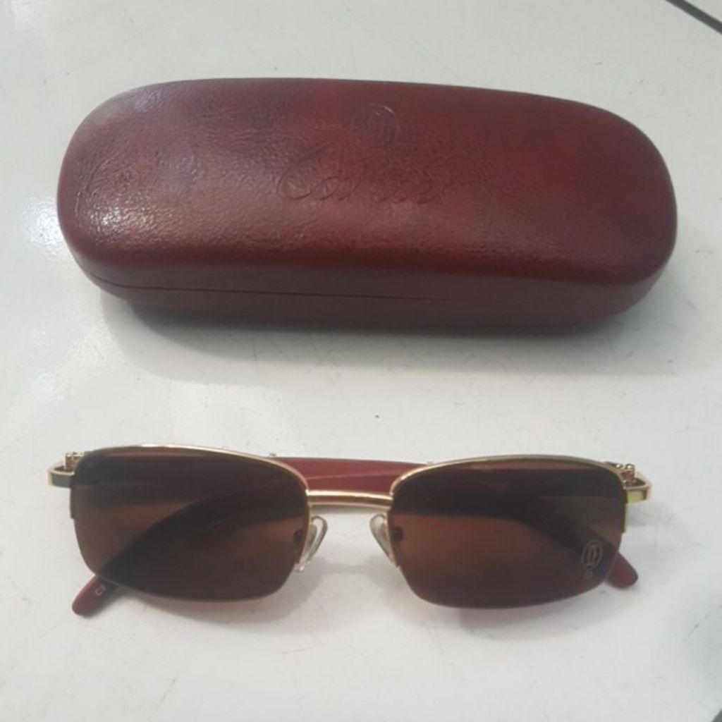 kacamata Cartier Frame Gold Dan Tangkai Kayu Made In Paris Francis