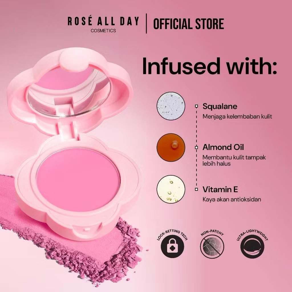 NED Rose All Day Cheeky Veil Powder Blush - Blush On Ringan, Pore-Smoothing & Lock-Lasting