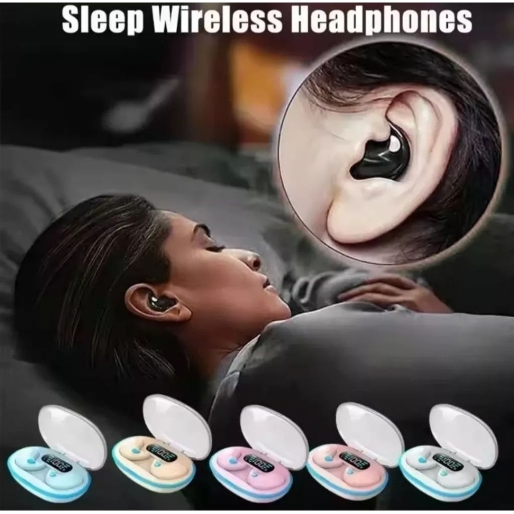 X55 TWS Sleep Earbuds Hifi Stereo Headset Tidur Bluetooth TWS Slim With Microfon