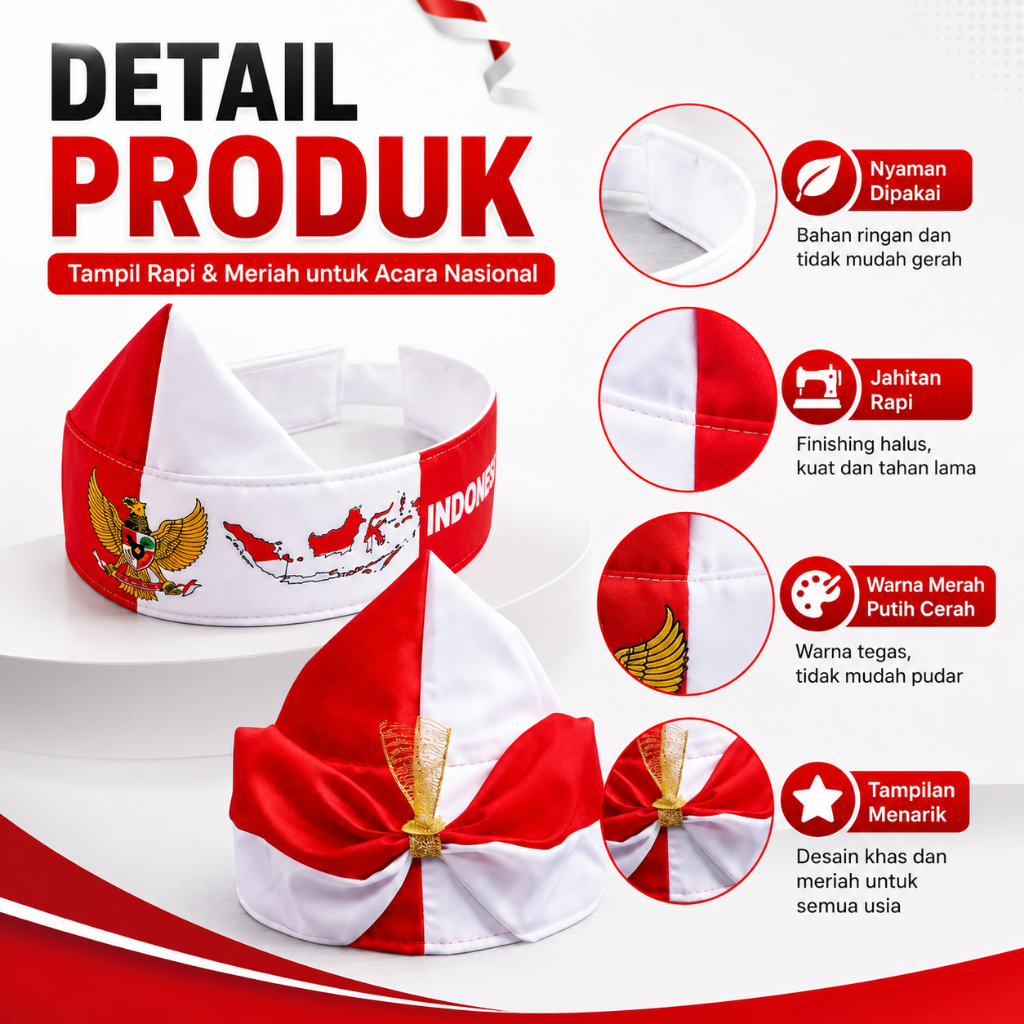 GRAB Udeng Ikat Kepala Merah Putih Indonesia Dewasa Bando Adat Garuda Pancasila Atribut 17 Agustus &