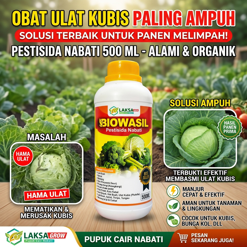 BIOWASIL PESTISIDA NABATI 500 ML OBAT ULAT KUBIS PALING AMPUH OBAT SEMPROT ULAT BUNGA KOL ALAMI PUPU