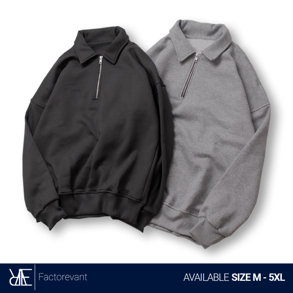 REEVANT Sweatshirt Half Zip Fleece Ukuran M-5XL Big Size Jumbo