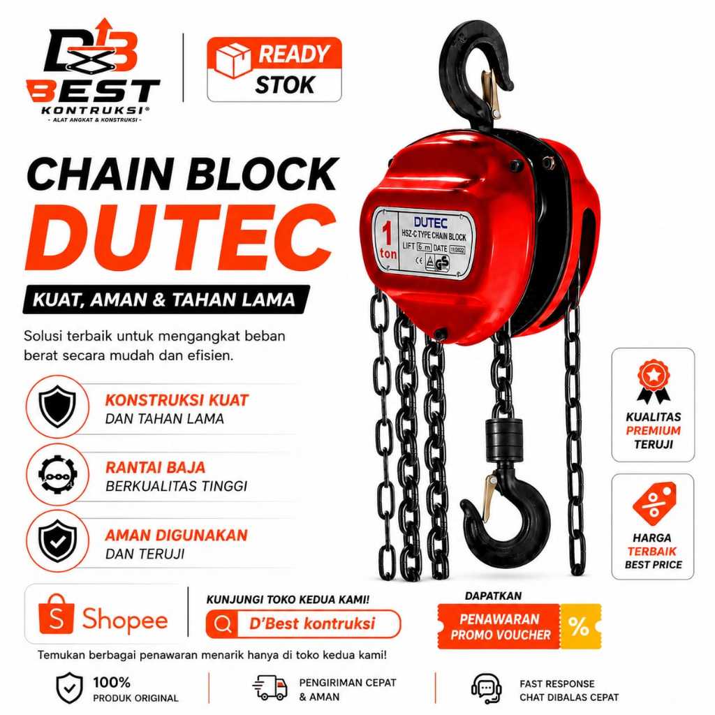 Chain Block / Takel / Katrol 2 Ton x 3 Meter Dutec
