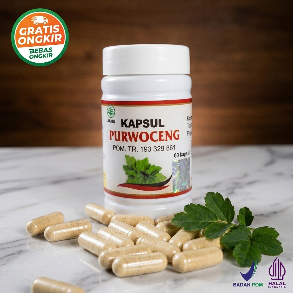 Purwoceng Herbal Alami 60kapsul Original BPOM - Suplemen Kesehatan Tubuh dan Energi Pria