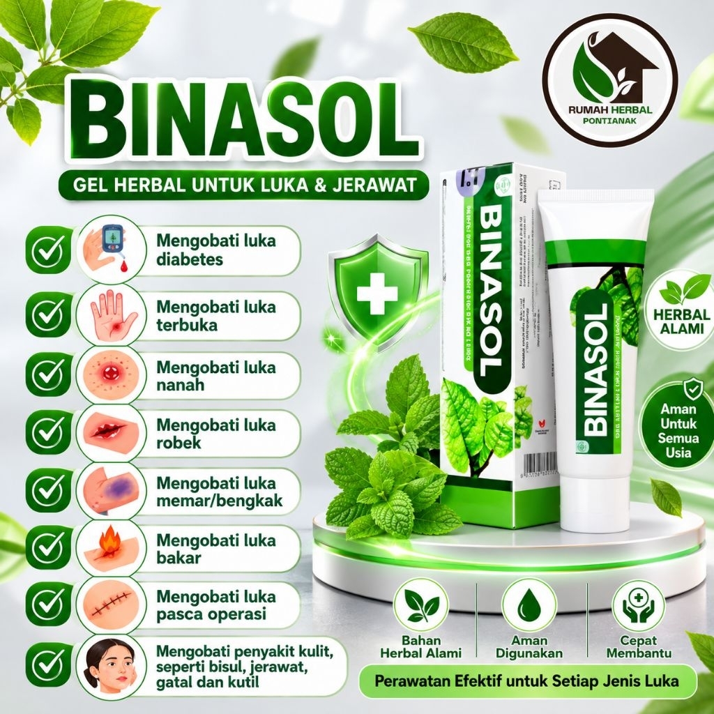 Binasol Gel Herbal 40 Gram - Akselerasi Penyembuhan, Antiinflamasi, Antimikroba