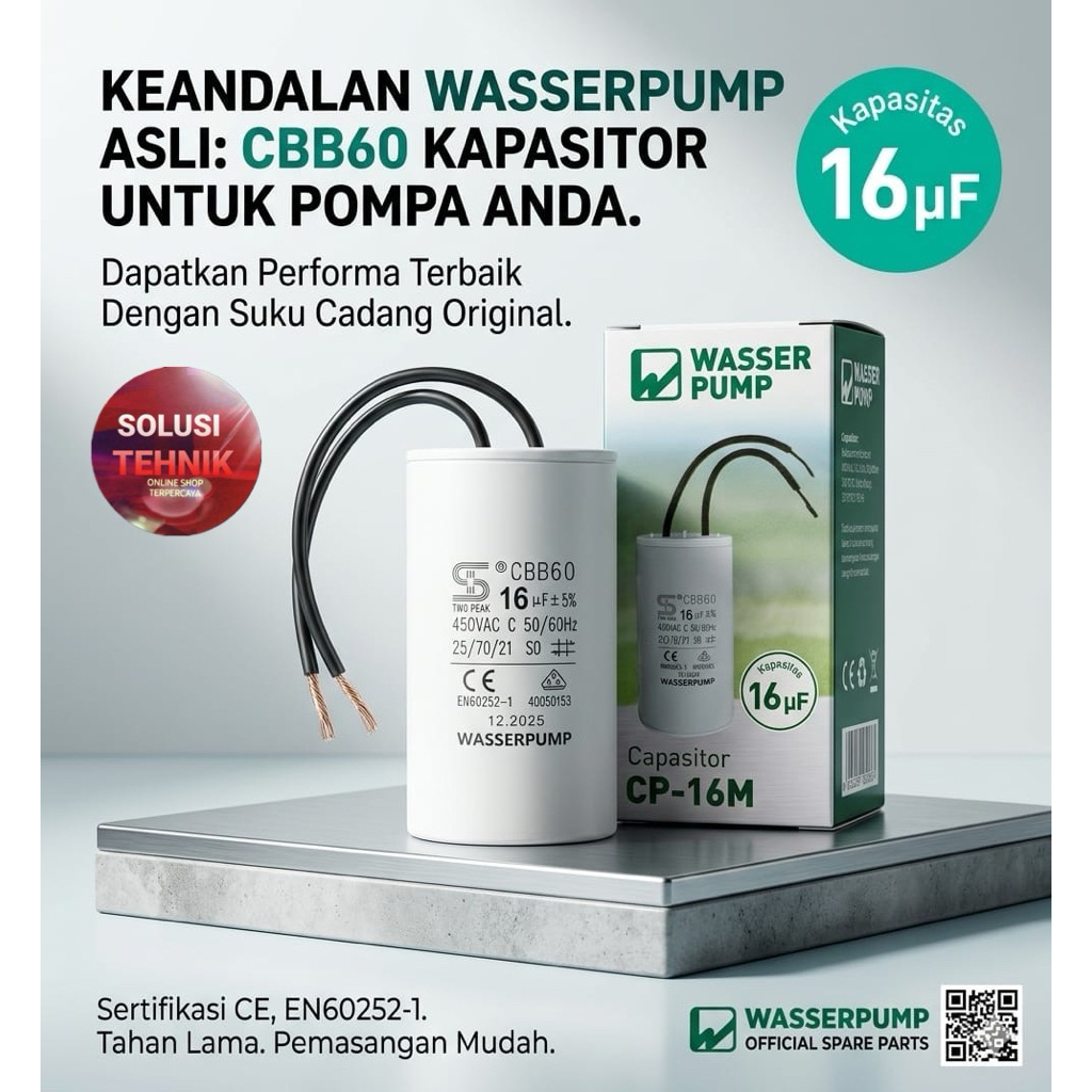 wasser Kapasitor 16uf pompa air Jetpump Dp.255 untuk semua merek