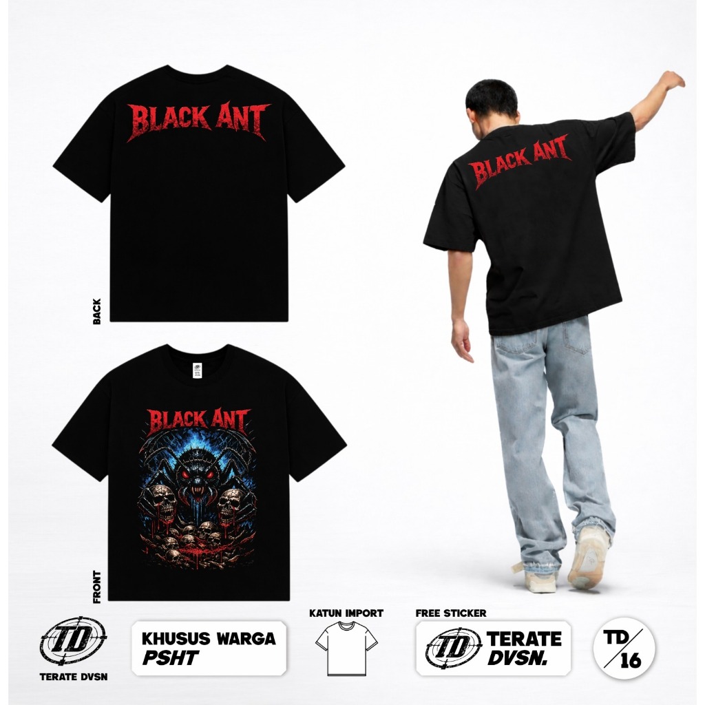 TERATE DVSN Kaos Semut Ireng Baju DIstro Sh Terate Desain Metal TD 16