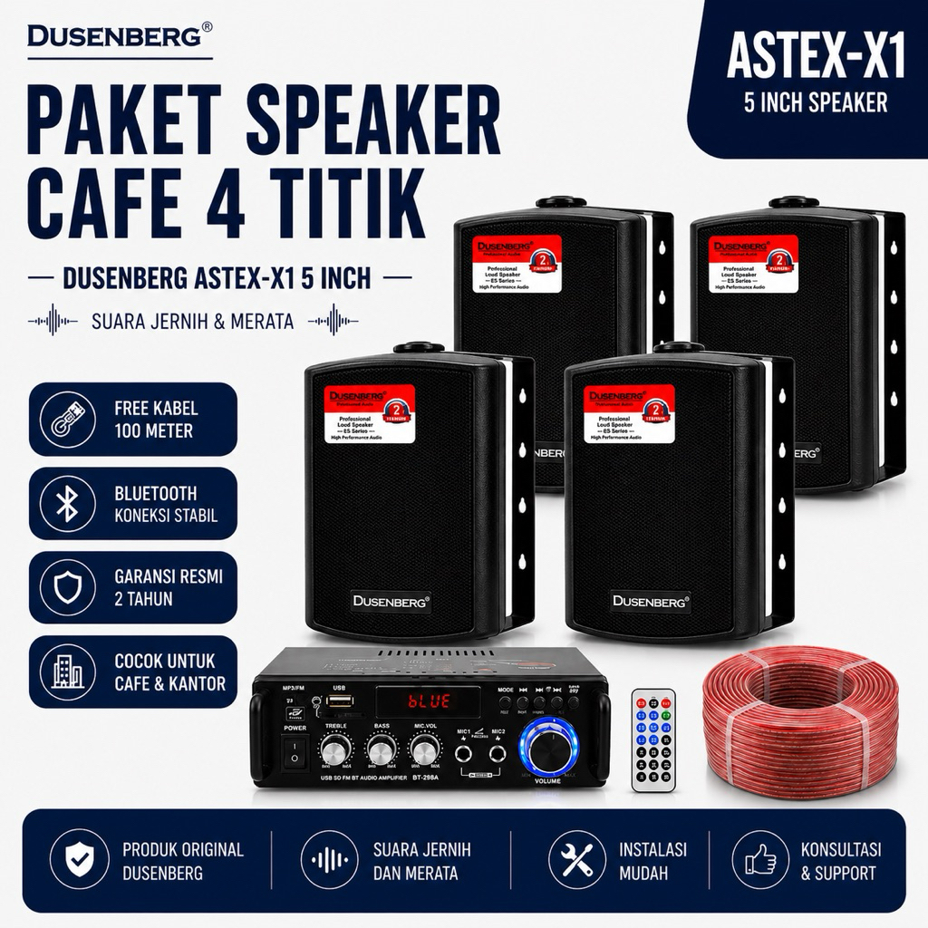 Paket 4 Speaker 5 Inch DUSENBERG Astex X 1, Cafe , Restoran - Bluetooh