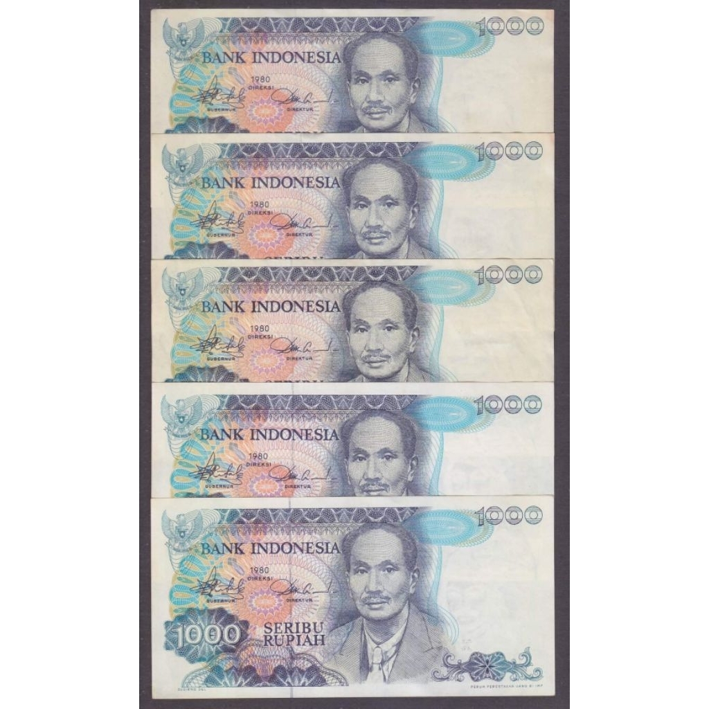 Uang Kuno 1000 Rupiah Sutomo 1980 UNC/GRESS/BARU