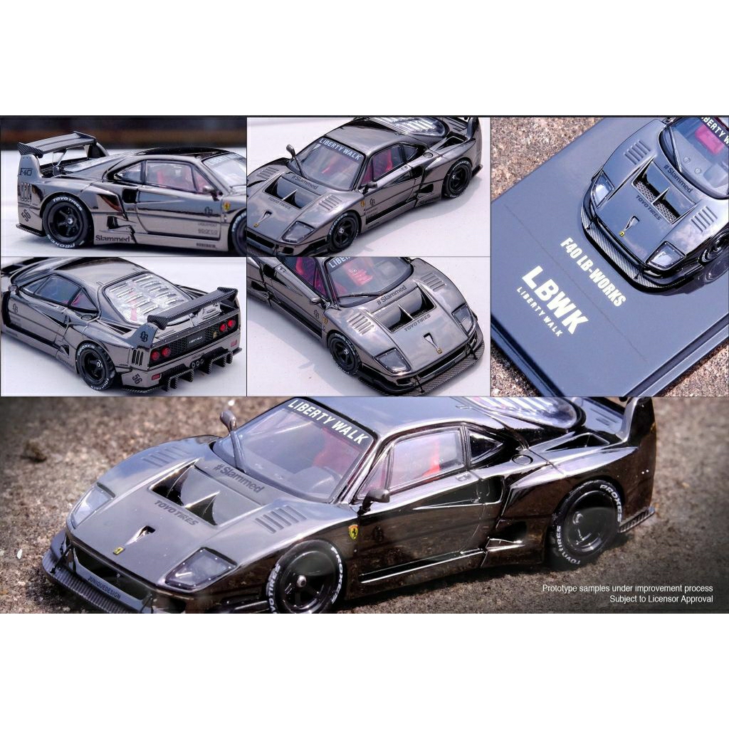 INNO64 LBWK FERARRI F40 CHROME BLACK