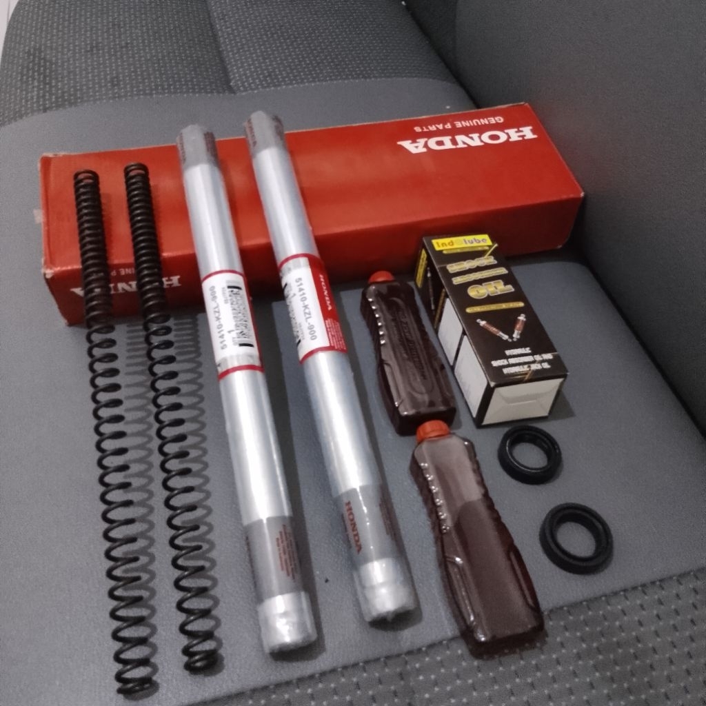 shock depan honda beat Fi beat karbu per+sil+oli komplit original AHM-KZL